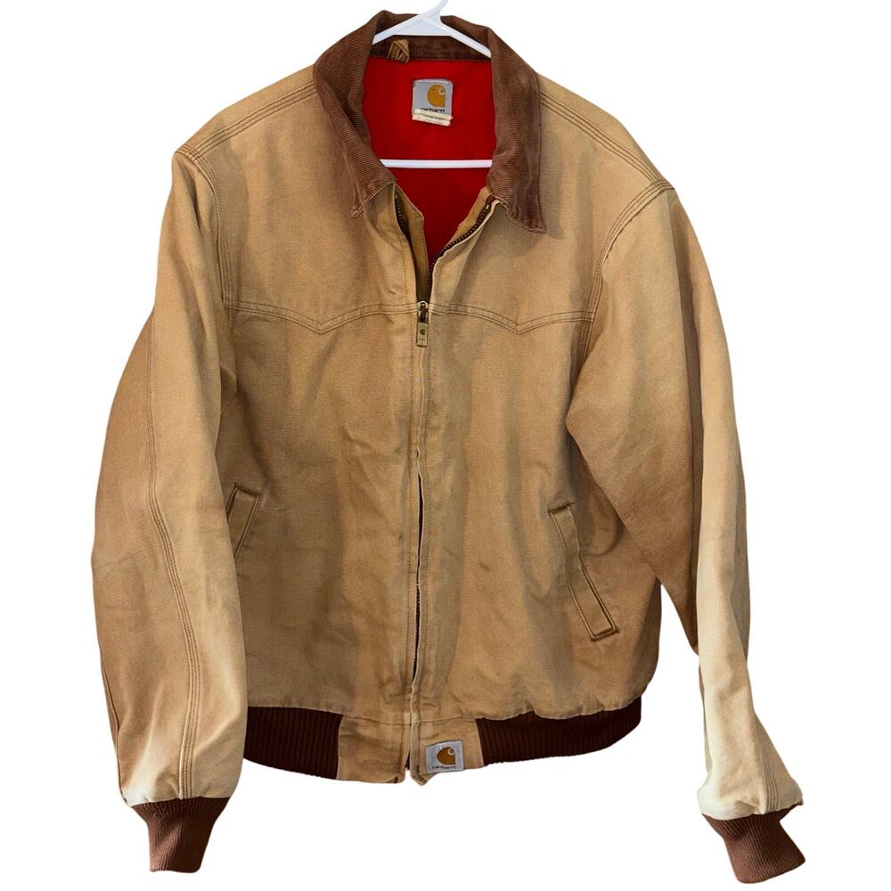 Vintage Carhartt Santa Fe brown canvas jacket red quilt-lined (size XL)